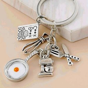 Kitchen Utensils With Egg fried, Keychain